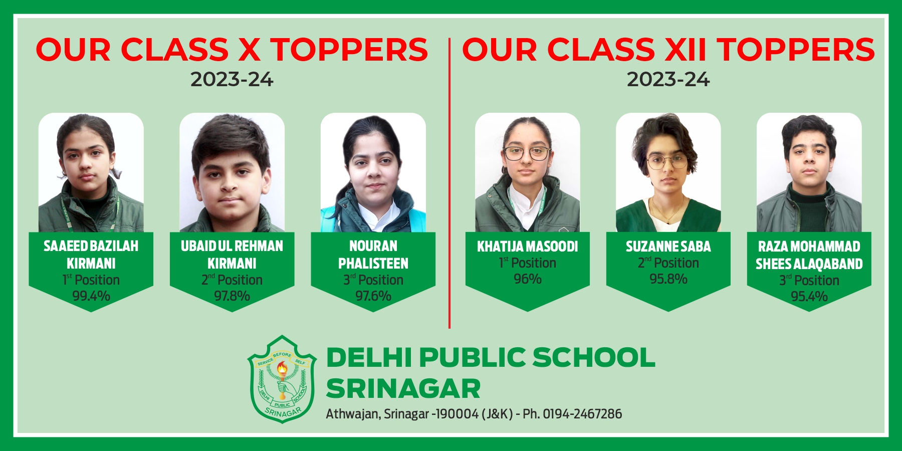 DPS Srinagar secured 100 result in Class X, XII CBSE board results