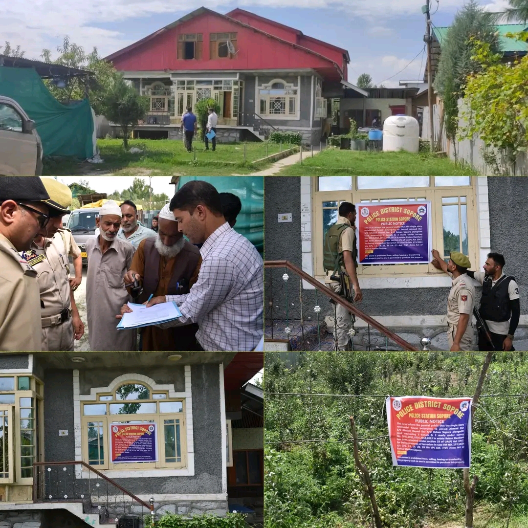 Police Attaches Property Used for Harbouring Terrorists In J&K’s Sopore