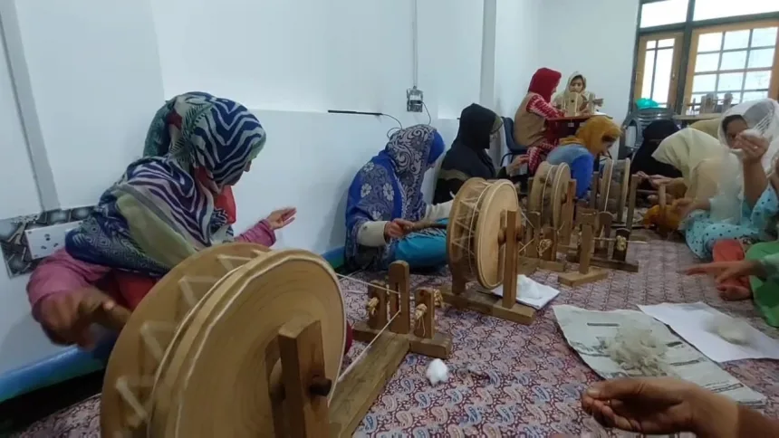 Modern charkhas provided in all Pashmina Spinning Centres of Handicrafts & Handloom Dept